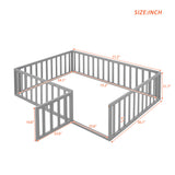 Full Size Wood Daybed Frame with Fence, Gray（OLD SKU:WF289662AAE）