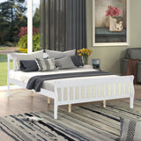 Sleigh Queen Size Wood Platform Bed  for White color