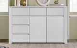 Simple Style Manufacture Wood Dresser with Wood Grain Sticker Surfaces Six Drawers and Two Level Cabinet Large Storage Space for Living Room Bedroom Guest Room Children’s Room, Stone Gray