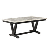 6-piece Dining Table Set with 1 Faux Marble Top Table,4 Upholstered Seats
