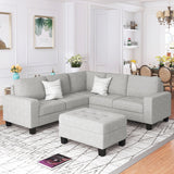 Sectional Corner Sofa L-shape Couch Space Saving with Storage Ottoman & Cup Holders