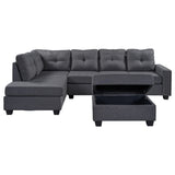 Grey Sectional Sofa Space Saving with Storage Ottoman