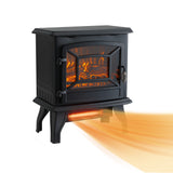 Indoor 17 Inch 1400W Compact Infrared Quartz Freestanding Portable Electric Fireplace Stove Heater with Realistic 3D Flame Effect
