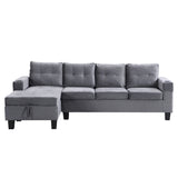 Sectional Sofa Set for Living Room with L Shape  Chaise Lounge ,cup holder and  Left  Hand with Storage Chaise  Modern 4 Seat (Grey) 
--LEFT CHAISE WITH STORAGE