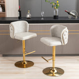 Swivel Barstools Adjustable Seat Height, Modern PU Upholstered Bar Stools