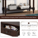 Console Table Traditional Design with Two Drawers and Bottom Shelf