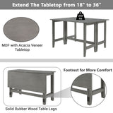 Grey Wood Extendable Dining Table with Drop Leaf