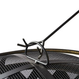30'' 2-in-1 Heating & BBQ Fire Pit with a Spark Screen, Fire Poker