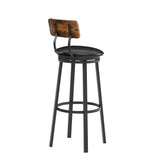 Oval Stool Swivel Bar Stool, Tall Bar Stool With Backrest, Industrial, Thick Iron Frame Footrest, 29.5" High.（Rustic Brown，17.5’’w x 13.4’’d x 40.5’’h）