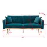 COOLMORE  Velvet  Sofa , Accent sofa .loveseat sofa with rose gold metal feet  and  Teal  Velvet