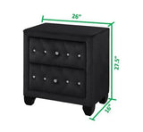 Queen 4 Pc Upholstered Bedroom Set Made With Wood in Black