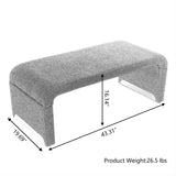 New Boucle Fabric Loveseat Ottoman Footstool Bedroom Bench Shoe Bench With Gold Metal Legs,Dark Blue