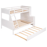 Twin over Full Bunk Bed with Trundle and Shelves