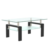 Rectangle Black Glass Coffee Table, Clear Coffee Table