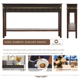 TREXM Rustic Entryway Console Table, 60" Long Sofa Table with two Different Size Drawers and Bottom Shelf for Storage (Black)