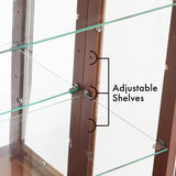 Curio Cabinet Lighted Curio Diapaly Cabinet with Adjustable Shelves and Mirrored Back Panel, Tempered Glass Doors