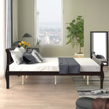 Sleigh Queen Size Wood Platform Bed  for Espresso color