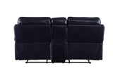 Reclining Navy Leather Loveseat w/Console (Motion)