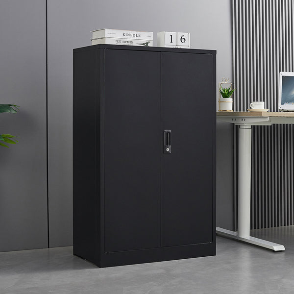 Metal Storage Cabinet with Locking Doors and Adjustable Shelf, Folding Filing Storage Cabinet , Rolling Storage Locker Cabinet for Home Office,School,Garage, Black