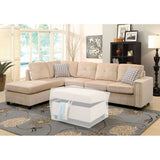 Beige Sectional Sofa w/Pillows in Beige Velvet