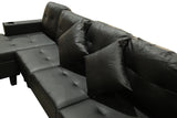 Sectional Sofa Set for Living Room with L Shape  Chaise Lounge ,cup holder and  Left or Right Hand Chaise  Modern 4 Seat (BLACK)