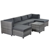7 Piece Rattan Sectional Seating Group with Cushions, Outdoor Rattan Sofa NEW!