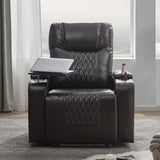 Power Motion Recliner with USB Charging Port and Hidden Arm Storage 2 Convenient Cup Holders Design and 360° Swivel Tray Table,Black（旧PP198292AAB）