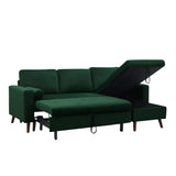 88" Reversible Pull out Sleeper Sectional Storage Sofa Bed,Corner sofa-bed with Storage Chaise Left/Right Handed Chaise