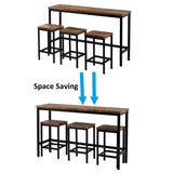 Counter Height Extra Long Dining Table Set with 3 Stools Pub Kitchen Set Side Table