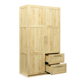 Tall wardrobe cabinet with 2 doors, 2 drawers and 5 storage spaces - Oak