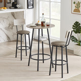 JHX Bar Table Set with 2 Bar stools PU Soft seat with backrest