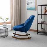 Tufted Upholstered Padded Seat Rocking Chair-Velvet Blue