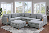 Light Grey Sectional with 2 Ottomans