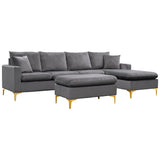 Grey Sectional Sofa with Ottoman