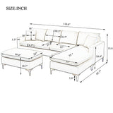 Cream Sectional Sofa with Ottoman