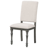 6-Piece Wood Dining Table Set Rectangular Table with Turned Legs, 4 Upholstered Chairs and Bench for Dining Room