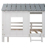 Twin over Twin Size Low Bunk Beds with Roof