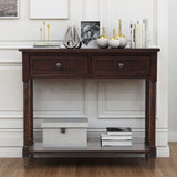TREXM Daisy Series Console Table Traditional Design with Two Drawers and Bottom Shelf (Espresso)