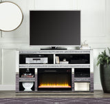 TV STAND W/FIREPLACE Mirrored & Faux Diamonds