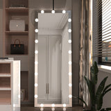 Modern Wall Full Length Mirror with LED Bulbs with Touch Control and 3 color Lights