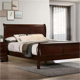 Eastern King Size Bed Cherry Louis Phillipe Solidwood 1pc Bed Bedroom Sleigh Bed