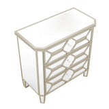 Elegant Mirrored 3-Drawer Chest with Golden Lines Storage Cabinet for Living Room, Hallway, Entryway