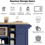 Kitchen Island Cart with Storage Cabinet and Two Locking Wheels, Solid wood desktop, Microwave cabinet