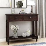 TREXM Daisy Series Console Table Traditional Design with Two Drawers and Bottom Shelf (Espresso)