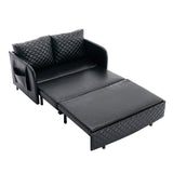 COOLMORE Convertible Sleeper Sofa Bed, Modern Velvet Loveseat Couch with Pull Out Bed, Small Love Seat Futon Sofa Bed with Headboard, 2 Pillows & Side Pockets for Living Room