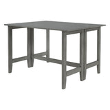 Grey Wood Extendable Dining Table with Drop Leaf
