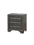 Gray Solid wood Nightstand Nickel Round Knob with Under Nightlight