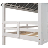 Twin over Twin Size Low Bunk Beds with Roof