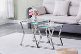 Nesting End Table Set of 2 Glass Table Set for Living Room