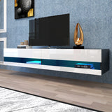 180 Wall Mounted Floating 80" TV Stand with 20 Color LEDs